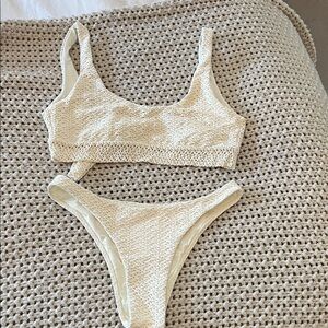 Monday swimwear Cream Textured Two-Piece Bikini Set